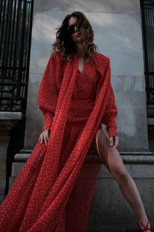 Red Polka-Dot Top and Skirt Set