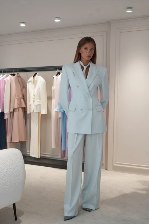 Mint Striped Tailored Suit with a tie