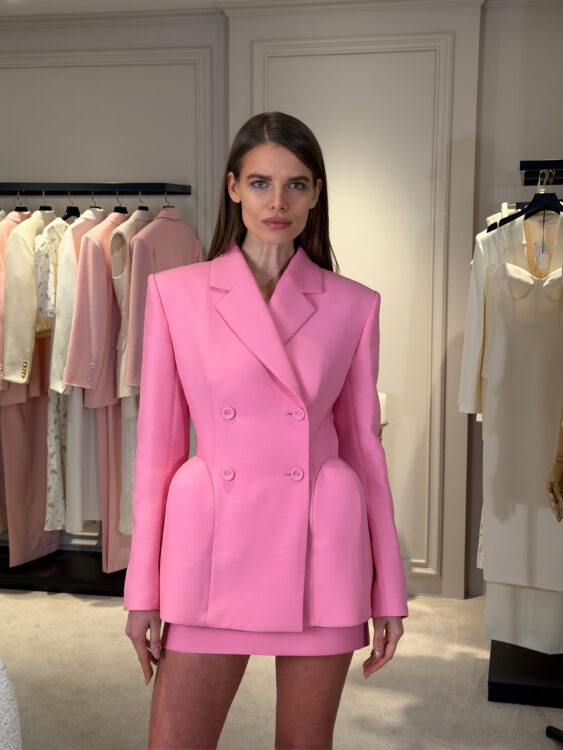 Pink Tailored Blazer & Mini Skirt Set