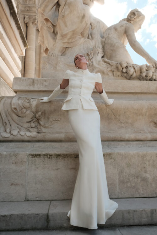 Ivory Sculpted Jacket and Mermaid Skirt Ensemble