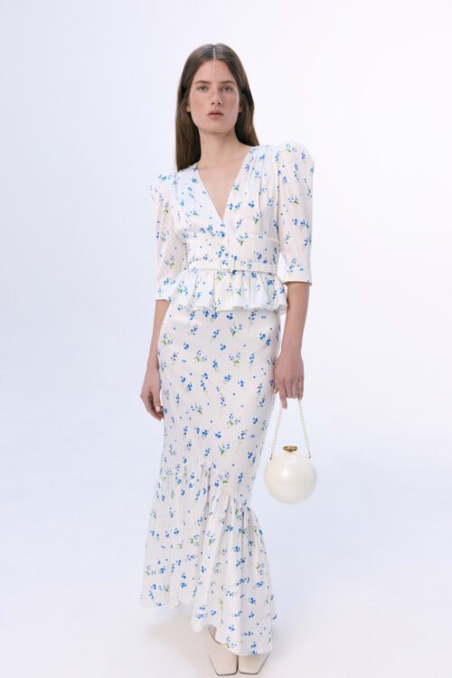 Silk suit with flower print