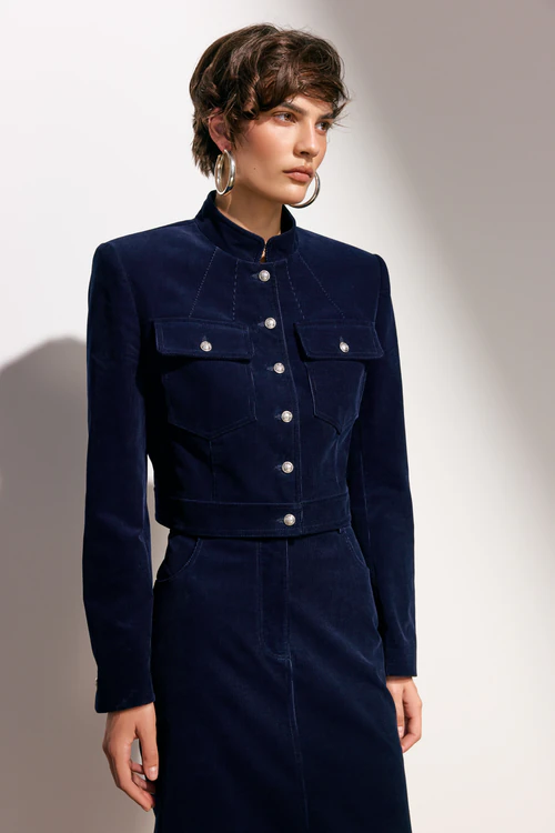 Navy Corduroy Skirt Suit