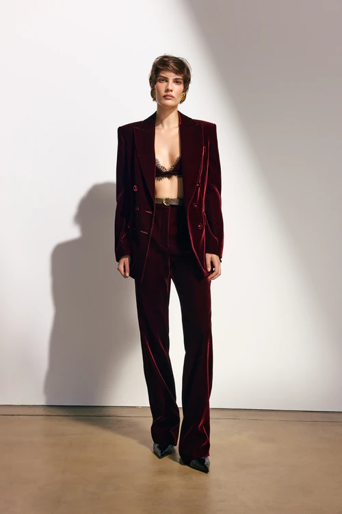 Burgundy Velvet Three-Piece Suit